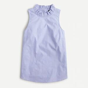 J. Crew Ruffle-Neck Top in End-on-End Cotton – Large - MF0232